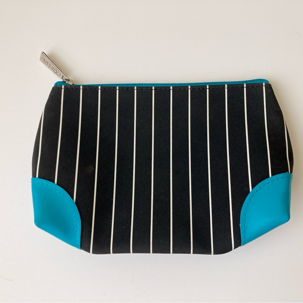 Lancôme Vintage Cosmetic Bag Black Turquoise Zipper